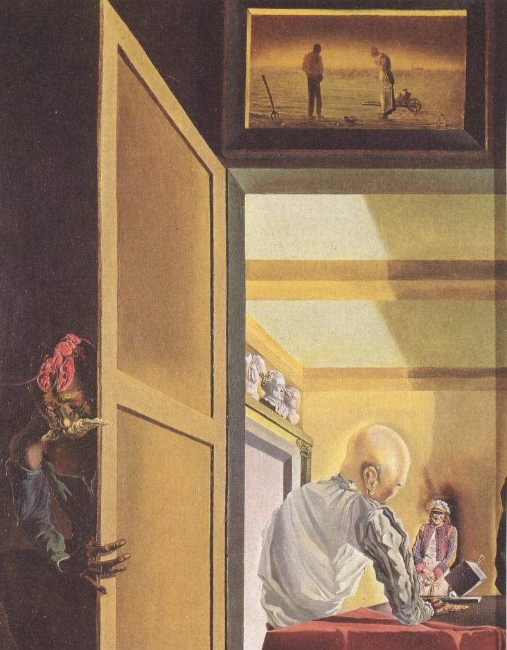 Resim 4-Gala and The Angelus of Millet Before the Imminent Arrival of the Conical Anamorphoses (Konik Anamorfozların Yaklaşan Gelişinden Önce Gala ve Millet'in Angelus’ı) , Salvador Dali, 1933.jpg